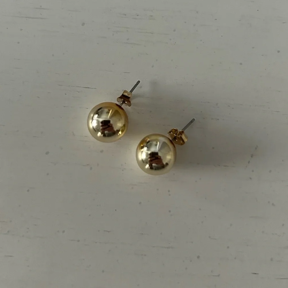 Bead Ball Stud Gold Tone Earrings